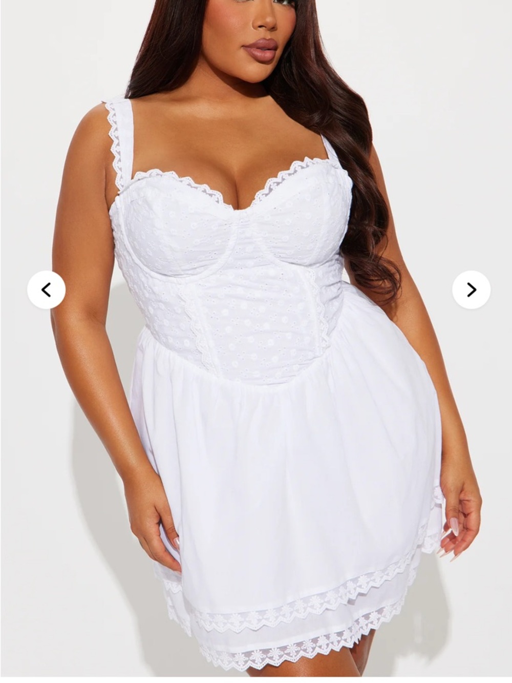 Fashion Nova White Eyelet Lace Bustier Chemise